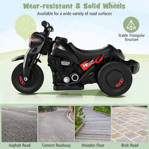 Vista 8 de Costzon Motocicleta para niños, motocicleta de 6 V con fabricante de burbujas, música, faro LED, adelante y atrás, motocicleta eléctrica de 3 ruedas
