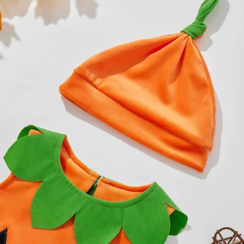 Vista 5 de Disfraz de calabaza para bebés recién nacidos disfraz de Halloween para niños disfraz de calabaza infantil traje de mameluco con capucha
