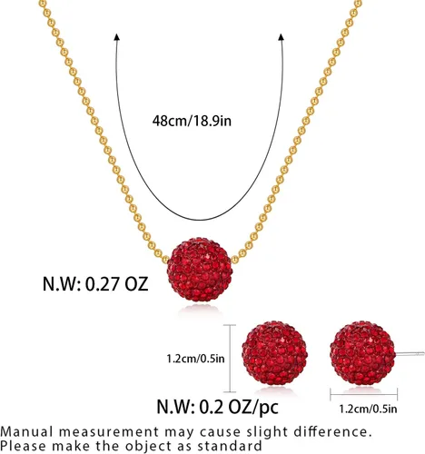 Vista 6 de FAMARINE Juego de collar y aretes de circonita cúbica roja, chapado en oro de 14 quilates, juego de joyería para mujer, Cobre, Ágata