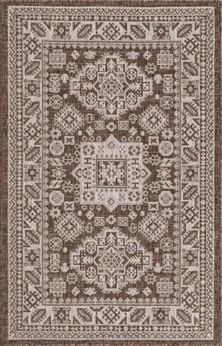 Vista 97 de Unique Loom Outdoor Aztec Collection Alfombra de área, Chalca (5 pies 3 pulgadas, octágono, aguamarina/marfil)