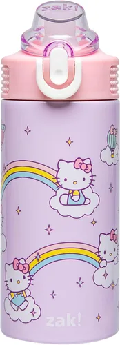 Vista 18 de Zak Designs Bluey Sage - Botella de agua para niños para la escuela o viajes, botella de agua de acero inoxidable de 14 onzas con popote, asa y tapa