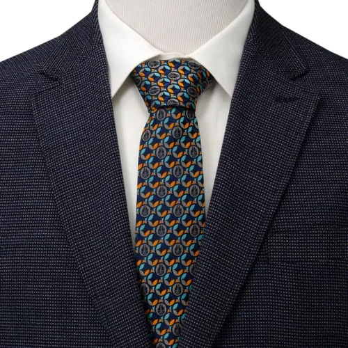 Vista 2 de Corbata Falcon Motif Azul Marino Hombre, Multi