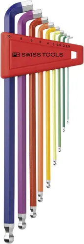 Vista 3 de PB Swiss Tools PB 2212LH-10 RB Juego de llaves hexagonales Ballend punta larga rechoncha arco iris
