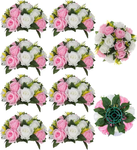 Vista 27 de BLOSMON Bolas de Flores para Bodas, Centros de Mesa de Rosas, 2 Piezas, Flores Artificiales Negras, Bolas Florales Colgantes, Decoración de Arreglos