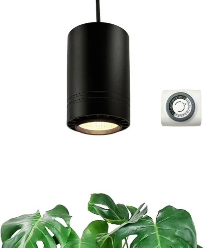 Vista 7 de Lámpara de Crecimiento Colgante 40W Grande, Lámpara para Plantas de Espectro Completo en Color Blanco Cálido, Enchufe de 120V con Temporizador