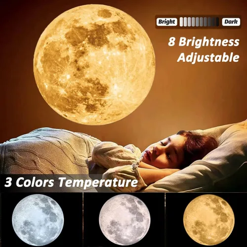 Vista 10 de Proyector de Luz Nocturna de Luna Sin Decoloración, Lámpara de Luna con Alimentación USB, Proyector de Luz Nocturna de Ambiente Romántico