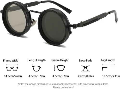 Vista 6 de willochra Gafas de sol ajustables 1-9 lentes de filtro Moonglass-Nd ajustables tinte redondeado gafas polarizadas para hombres C2