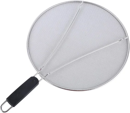 Vista 11 de Pantalla contra salpicaduras para sartén: protector de salpicaduras de grasa de acero inoxidable para cocinar, pantalla de malla para freír mantiene