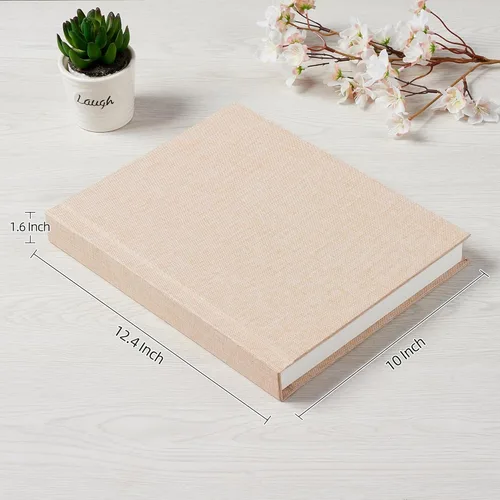 Vista 2 de Álbum de fotos Pssoss 8x10 con espacio para escribir, cubierta de lino, álbum de fotos de 8x10, libro que contiene 20 fotos, ideal para álbumes