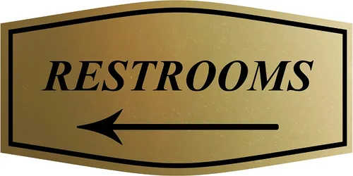 Vista 10 de Fancy Restrooms - Letrero de flecha izquierda (negro), pequeño, 1 paquete