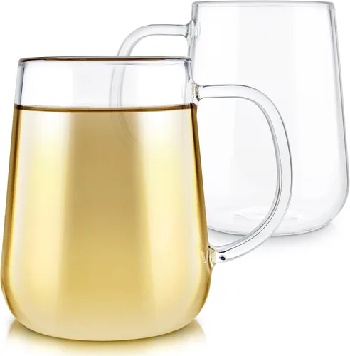 Vista 8 de Teabloom Juego de 2 tazas de vidrio de borosilicato prémium para té o café, 6 onzas, aptas para microondas y manchas