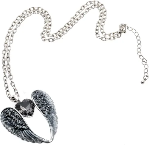 Vista 3 de Szxc Collar con colgante de corazón de alas de ángel para mujer 18 "+2