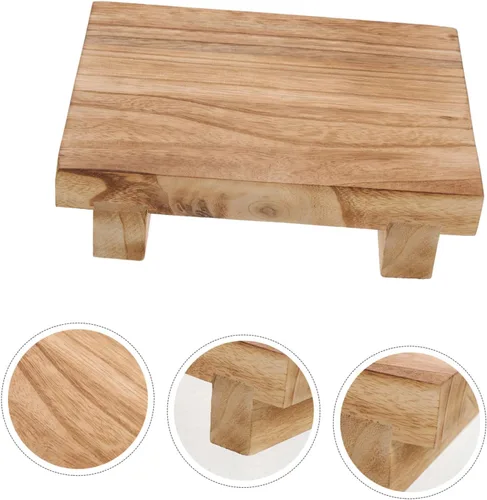 Vista 7 de Tofficu Elevador de madera para encimera de cocina, taburetes pequeños para decoración taburete de pie para sala de estar