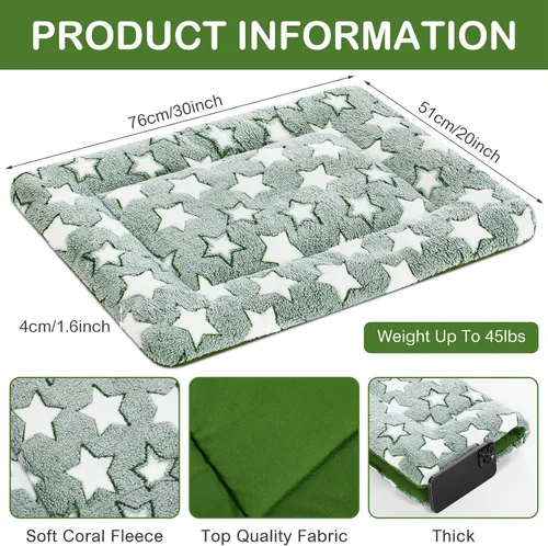 Vista 2 de VitalCozy 4 almohadillas suaves y cálidas para jaula de perro, 20 x 30 x Verde