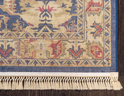 Vista 8 de Unique Loom District Collection - Alfombra geométrica de granja, rústica, con bordes, (4 pies x 6 pies, rectangular, azul/beige)