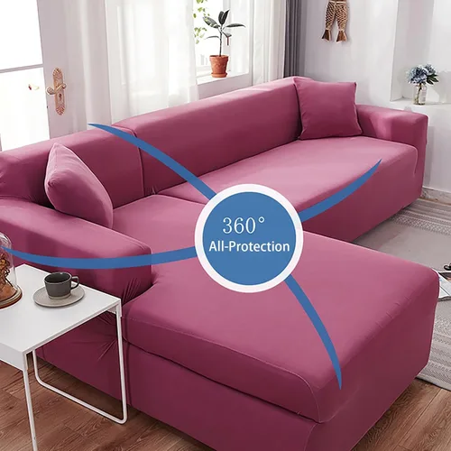 Vista 5 de Konsilsa Funda elástica para sofá en forma de L, funda completa para sofá de 1/2/3/4 plazas, protector de muebles suave, antideslizante, lavable a