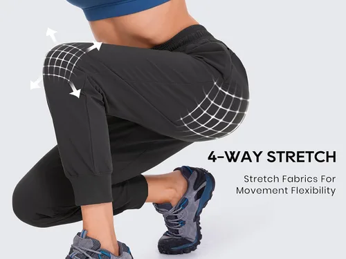 Vista 3 de CRZ YOGA Pantalones deportivos para mujer, impermeables, para exteriores, golf, atléticos, ligeros, con bolsillos con cremallera, de 27 pulgadas
