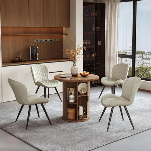 Vista 167 de Miereirl Moderno juego de comedor de 5 piezas para mesa redonda de madera de 4,31.5 pulgadas con estante de almacenamiento semiabierto y puerta