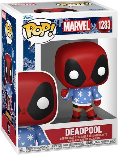 Vista 2 de POP Marvel: Holiday - Figura de vinilo de Funko Deadpool con suéter feo (paquete con funda protectora de caja compatible), multicolor, 3.75 pulgadas