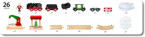 Vista 9 de BRIO World - Tren de Vapor Navideño - Tren Operado a Batería - Motor de Vapor Motorizado de 27 Piezas para Pista de Madera con Luces y Vapor Apto