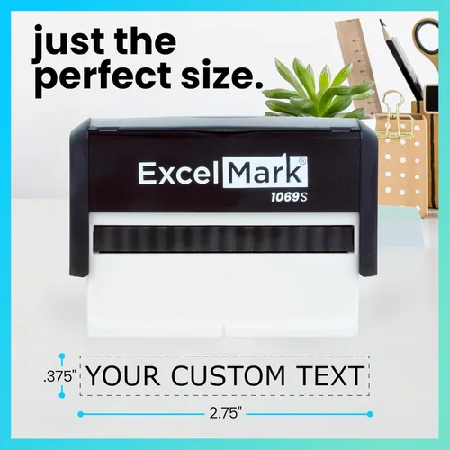 Vista 2 de ExcelMark Sello de goma personalizado de una línea (personalizado largo)