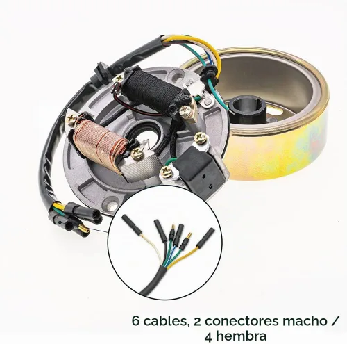 Vista 3 de Kit de rotor de 2 bobinas de encendido Magneto de estator de volante ATV Magneto placa de estator para 50cc 70cc 90cc 110cc 125cc Taotao Kazuma SSR