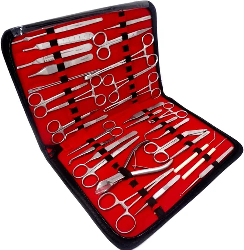 Vista 2 de Premium A2ZSCILAB - 72 piezas de soporte de aguja veterinario, tijeras, pinzas para hemostático, mangos de bisturí, cuchillas, instrumentos