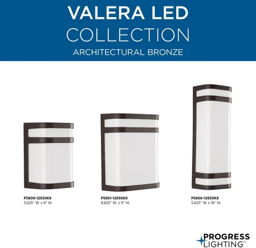Vista 11 de Progress Lighting Valera LED Collection - Farol acrílico blanco mate con pantalla moderna para exteriores, pequeña pared, luz de bronce