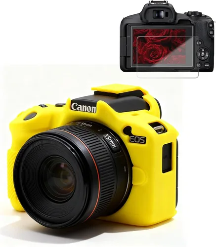 Vista 14 de Funda para cámara Canon EOS R50, funda protectora de silicona suave, antiarañazos, funda ajustada delgada con accesorios de protector de pantalla