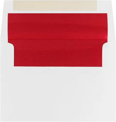 Vista 7 de JAM PAPER Sobres de invitación de papel aluminio A2 - 4 3/8 x 5 3/4 - Blanco con rojo - 50