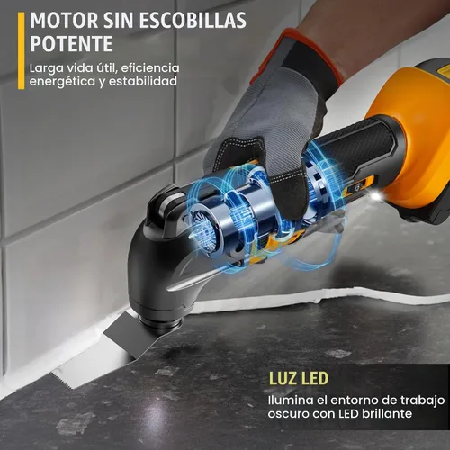 Vista 3 de Kit de múltiples herramientas oscilantes compatible con batería DEWALT de 20 V, herramientas oscilantes inalámbricas con motor sin escobillas, 6