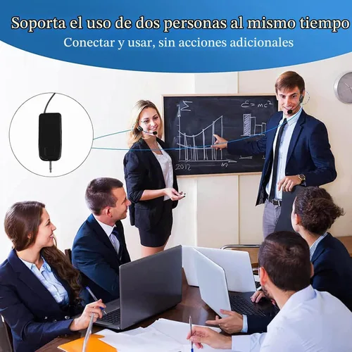 Vista 5 de Sistema de micrófono inalámbrico 2.4G para dos personas, alcance de 165 pies, transmisión estable, micrófono de auriculares portátil