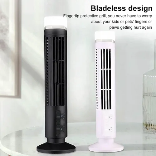 Vista 5 de Ventilador de torre sin aspas, oscilante de 90 grados, silencioso ventilador de escritorio USB, ventilador de enfriamiento eléctrico silencioso
