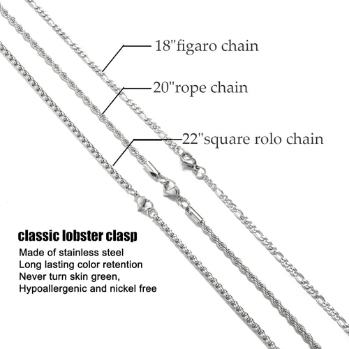 Vista 2 de 3Pcs Womens Layered Necklaces Stainless Steel Link Necklaces Set 14K Gold Plated Snake Curb Link Figaro Chain Choker for Women Girls