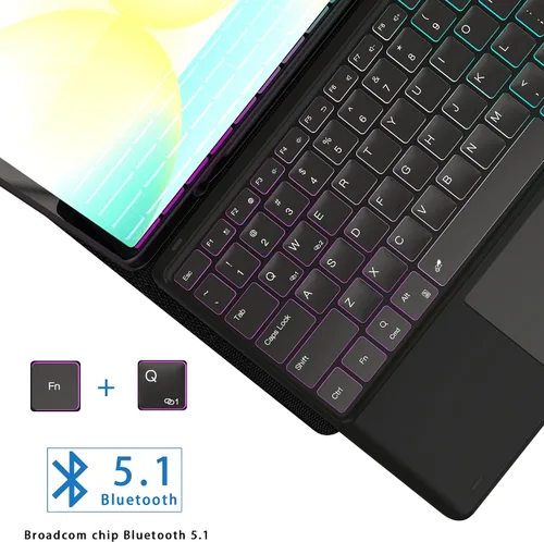 Vista 6 de Funda de teclado para Samsung Galaxy Tab S10 FE+ Plus de 13.1 pulgadas 2025: modo DEX con un solo clic, retroiluminación arcoíris, trackpad