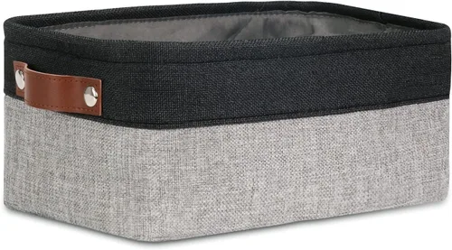 Vista 47 de DULLEMELO Cesta de almacenamiento pequeña para estantes, pequeña cesta plegable de tela rectangular para estantes, armarios, guardería, hogar Beige