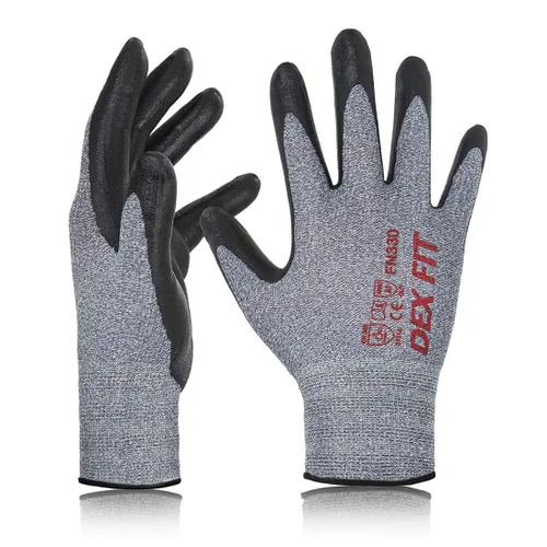 Vista 31 de DEX FIT FN330 - Guantes de trabajo de nitrilo, ajuste elástico 3D, agarre potente, táctil inteligente, recubierto de espuma resistente, fino