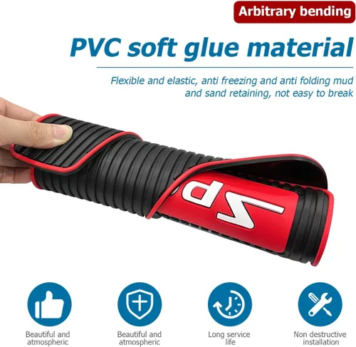 Vista 3 de 2 piezas de aletas para salpicaderos de coche, protectores de guardabarros de PVC con aditamentos delanteros y traseros, aletas universales