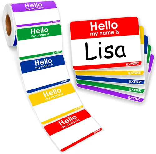 Vista 11 de 100 etiquetas de nombre Hello My Name is Stickers Etiquetas adhesivas de nombre azules, etiqueta de nombre de 2.25 x 3.5 pulgadas