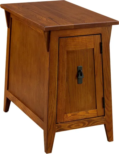 Vista 8 de Leick Home Laurent 10537 - Mesa auxiliar con lámpara, madera maciza, con cajón y estante, cereza chocolate