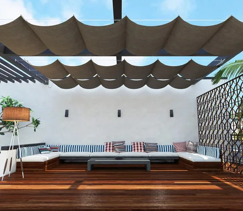 Vista 6 de TANG Cubierta de Sombra para Pérgola de 3' x 12', Toldo Retráctil, Toldos de Sol para Pérgolas de Patio Exterior, Kit para Terraza, Patio Trasero
