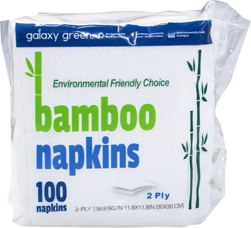 Vista 5 de Servilleta de papel desechable de bambú de 2 capas (100 unidades x paquete de 12)