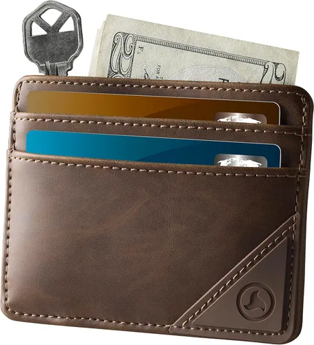 Vista 2 de GO Wallet (se adapta a 7 tarjetas + dinero en efectivo + bolsillo oculto), Vaquero Bio-Cuero, Estuche para tarjetas