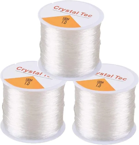 Vista 8 de Hilo elástico de 0.024 in para pulseras, 3 rollos de cordón elástico, cuerda elástica de cuentas de cristal para pulseras, cuentas y fabricación