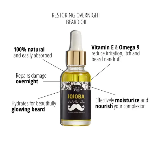 Vista 2 de Aceite para barba de jojoba: sin perfume, puro y orgánico para hombres, detiene la picazón y la caspa, suaviza el cabello grueso y el bigote, 1 fl