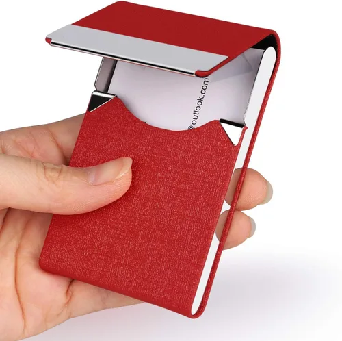 Vista 6 de JuneLsy Estuche para tarjetas de visita – Estuche profesional de piel sintética para tarjetas de visita de metal, tarjetero de bolsillo para hombres