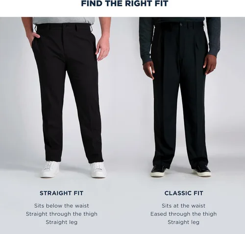 Vista 7 de Haggar Mens Cool Right Performance Flex Solid Classic Fit Flat Front Pant-Reg. And Big And Tall