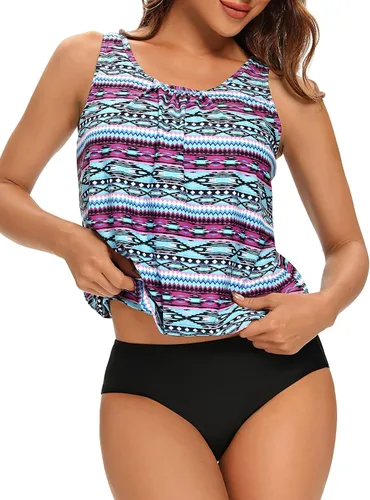 Vista 2 de BIKINX - Trajes de baño tankini de 2 piezas para mujeres, talla extragrande, con control de abdomen