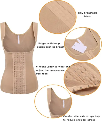 Vista 4 de Entrenador de cintura de acero para mujer con ganchos S-4XL
