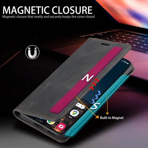 Vista 4 de Funda tipo cartera para Samsung Galaxy S22 5G con bloqueo RFID, color negro